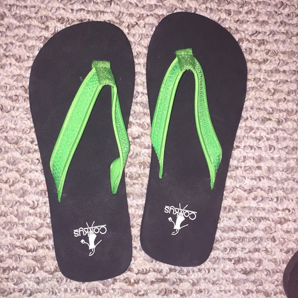 Green and black sandles